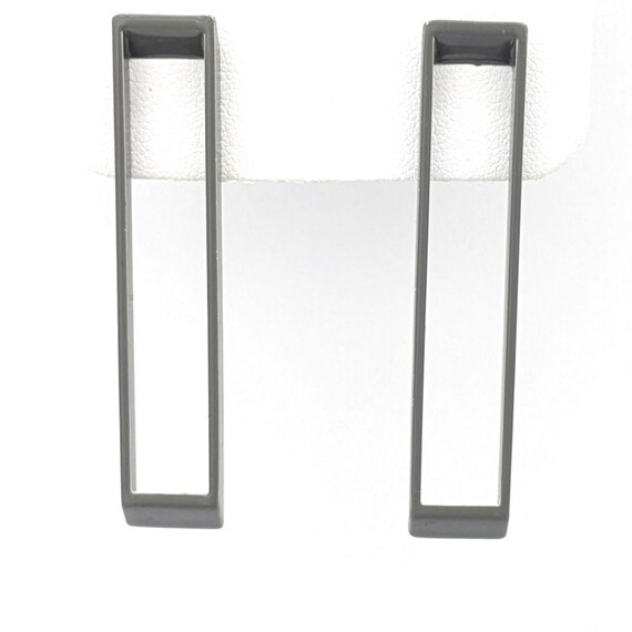 Vintage Gray Enamel Rectangular Earrings: Moderni… - image 3