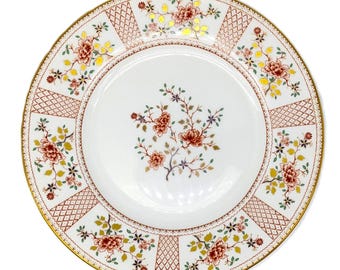 Royal Crown Derby Lucienne Dinner Plate A1266 | 27cm Vintage English Bone China Rust Red Floral Gold Gilt Tableware Collectible Home Decor