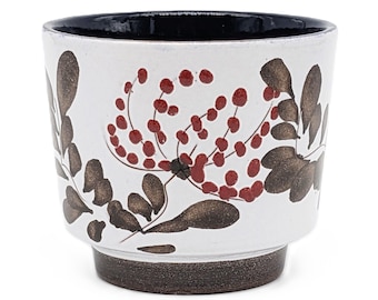 Vintage West Germany Marei Keramik Planter | Mid Century Floral Design Pot 1970s | Brown Red White Ceramic Flower Pot Art Pottery