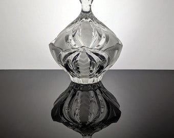 Vintage Mid Century Imperlux Lead Crystal Bomboniere Candy Dish | Lidded Bowl Art Glass Home Decor | Heavy Cut Floral Pattern Centerpiece