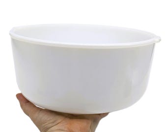 Vintage Glasbake Large Milk Glass Mixing Bowl for Sunbeam Stand Mixer | 19 Cup Capacity | 9.75in diameter | Mid Century Bakeware Milk Glass