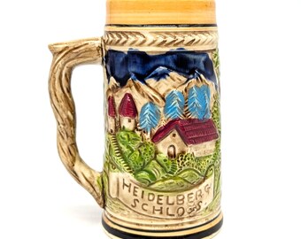 Beer Stein Ceramic Heidelberg Schloss | Vintage German Style 7 in 18 cm Castle Mug