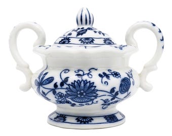 1950s Sugar Bowl Vienna Woods Fine China Blue Onion Pattern | Porcelain Sugar Bowl Colonial Style Blue White | Japanese Classic Sugar Dish