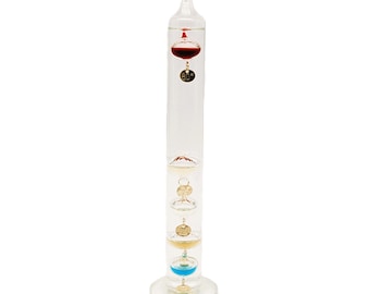 Vintage Galileo Thermometer Glass Tube Fahrenheit | 11-inch 28 cm Home Decor Accent | Floating Spheres Display | Modern Weather Station Gift