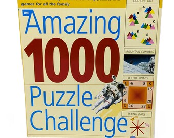 Vintage The Amazing 1000 Puzzle Challenge Book 2004 | Mind Bending Family Puzzles and Games | Large Rare Firefly Softcover Collectible Gift