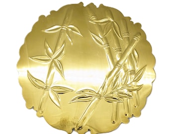 Mid-Century Modern Brass Trivet Bamboo Motifs | Vintage Pot Holder Brass Metal Trivet Marked Made in Canada | Bamboo Design Brass Pot Stand
