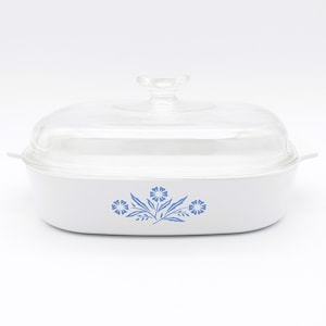 Casserole Corning Ware Blue Cornflower Ceramic Pan Pyrex Lid Roaster Dish Kitchenware Cook Dish Durable Classic Vintage 1970s Kitchen Decor