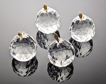 Vintage Chandelier Crystal Ball Prisms Set of 4 | 40mm (1.57in) Faceted Suncatchers | Feng Shui Window Rainbow Makers | Home Garden Decor