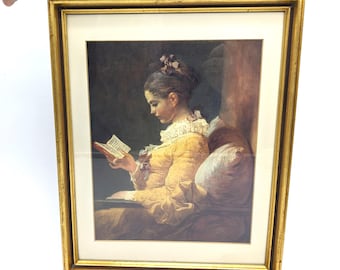 Framed Fragonard Print: Rococo Art Reproduction in Vintage Gold Frame