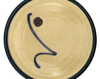 Vintage Brunch Plate Dish | Studio Pottery Plate | Abstract Design Display Ceramic Plate |Flat Stoneware Pottery Plate Minimalist Home Decor