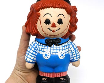 Vintage Andy Ceramic Figurine BM Signed | Limited Edition Raggedy Ann Andy Hand Painted Retro Collectible Decor Nostalgia 7 Inch 18 Cm