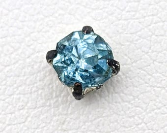 Vintage Single Earring | Bohemian Blue Silver Tone | Push Back Tiny Stud | Crystal Blue | Stackable Earring | Multiple Pierced Ears |