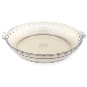 Bernstein Pyrex Backen Kuchen Teller | Vintage Pyrex Runde Tortenform ausgebogten Kanten | Geriffelte Brown Glass Pie Dessert Pan mit Griffen