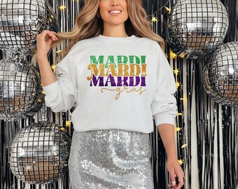 Faux shine Mardi Gras Sweatshirt
