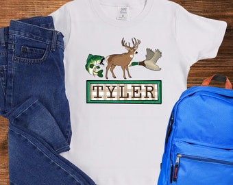 Personalized Boys Hunting Shirt: Faux Applique Boutique Style