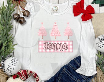 Pink Christmas Trees PNG: Preppy Holiday Digital Download