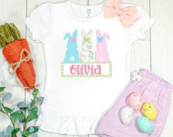 Personalized Easter Bunny Trio Shirt - Boutique Girl's Tee