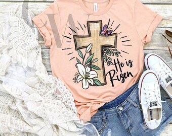Floral Cross Easter T-Shirt - Christian 'He is Finished' Tee