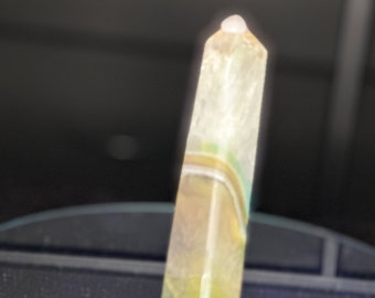 Banded Green Agate Tower: Polished Crystal Point (5.51 Inches)