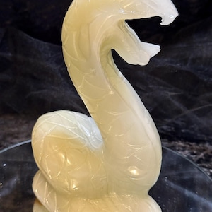 8 Inch Afghan Jade Crystal Cobra Carving