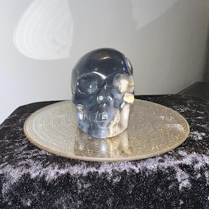 4.15 inch long by 3.38 inch tall Volcano Agate Crystal Skull