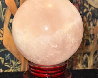 4.79 Inch Rose Quartz Sphere Large Pink Crystal Orb Polished Natural Stone Heart Chakra Decor Statement Piece