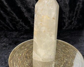 6.77” Thick Clear Quartz Tower | Large Quartz Crystal Generator | Polished Energy Point | Statement Healing Crystal