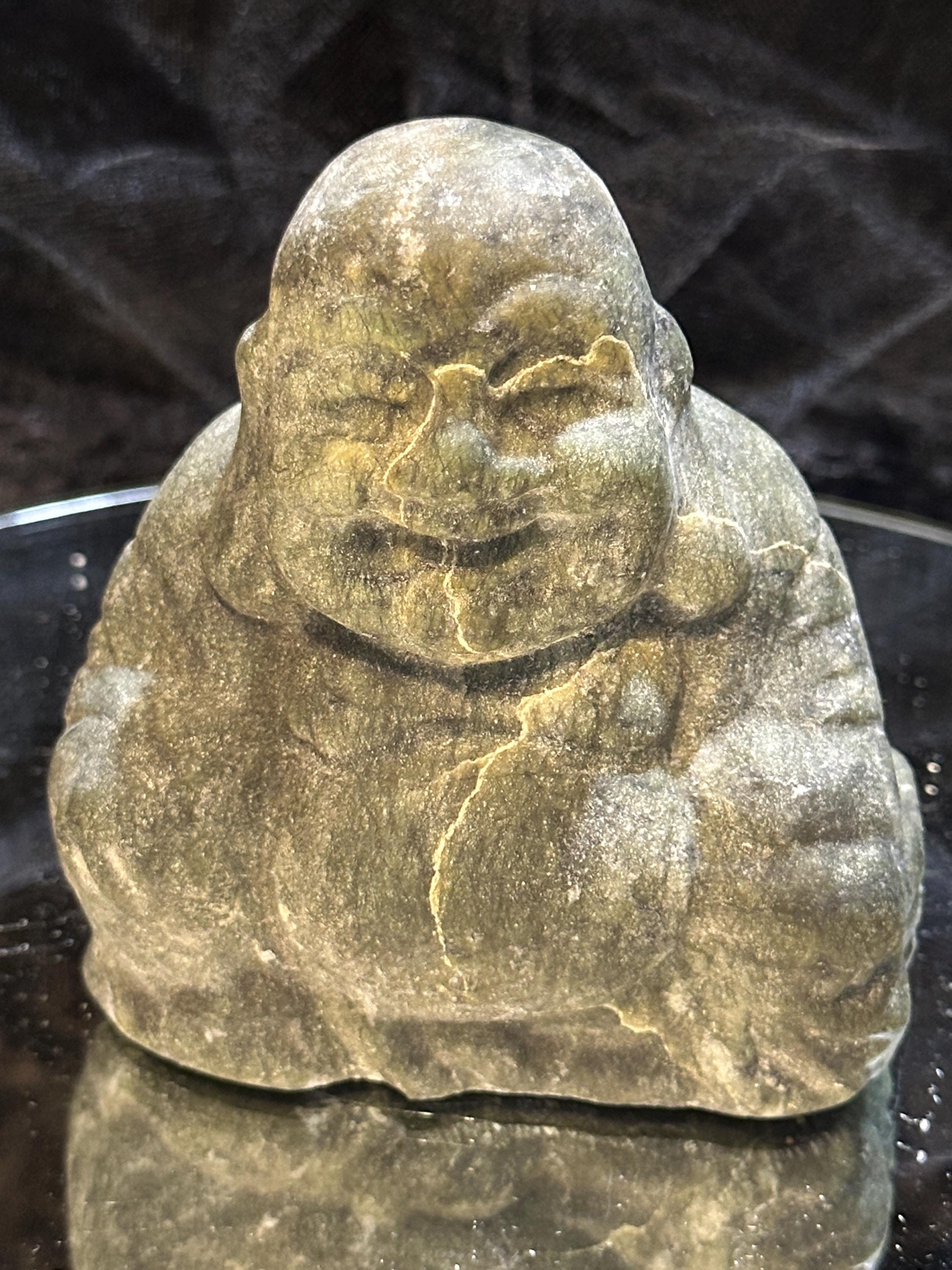 4インチ翡翠仏像彫刻グリーン蛇紋石笑う仏像スピリチュアル装飾 - Etsy