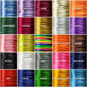 2mm Nylon Rattail Cord Satin-Like Silicone Bead Jewellery Scrapbook Browband Macrame