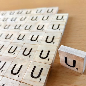 Wooden scrabble tiles letter u for scrapbooking handcraft arts & crafts