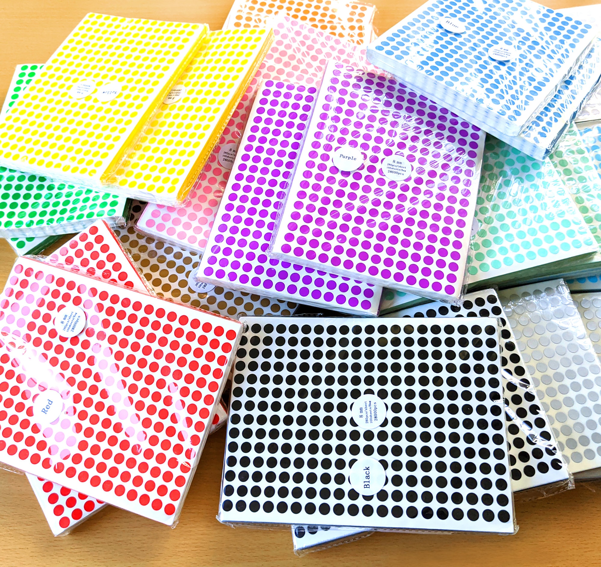 Assorted 8mm colour sticker dots adhesive round labels circular spot scrapbook
