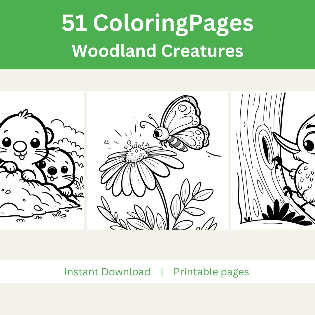 Woodland Creatures Coloring Pages, Kids Coloring Pages, Printable