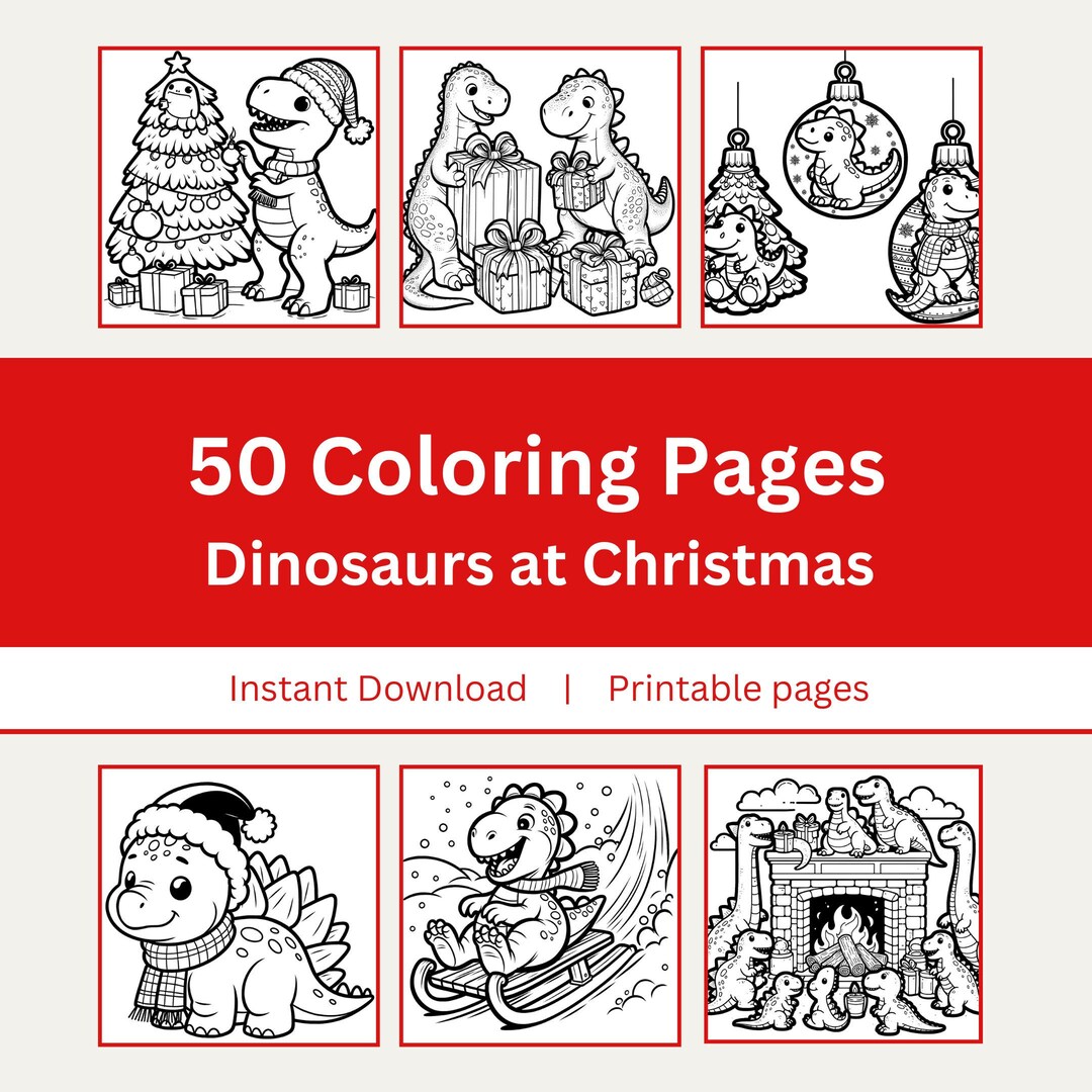 Christmas Dinosaur Coloring Pages, Kids Coloring Pages, Printable ...