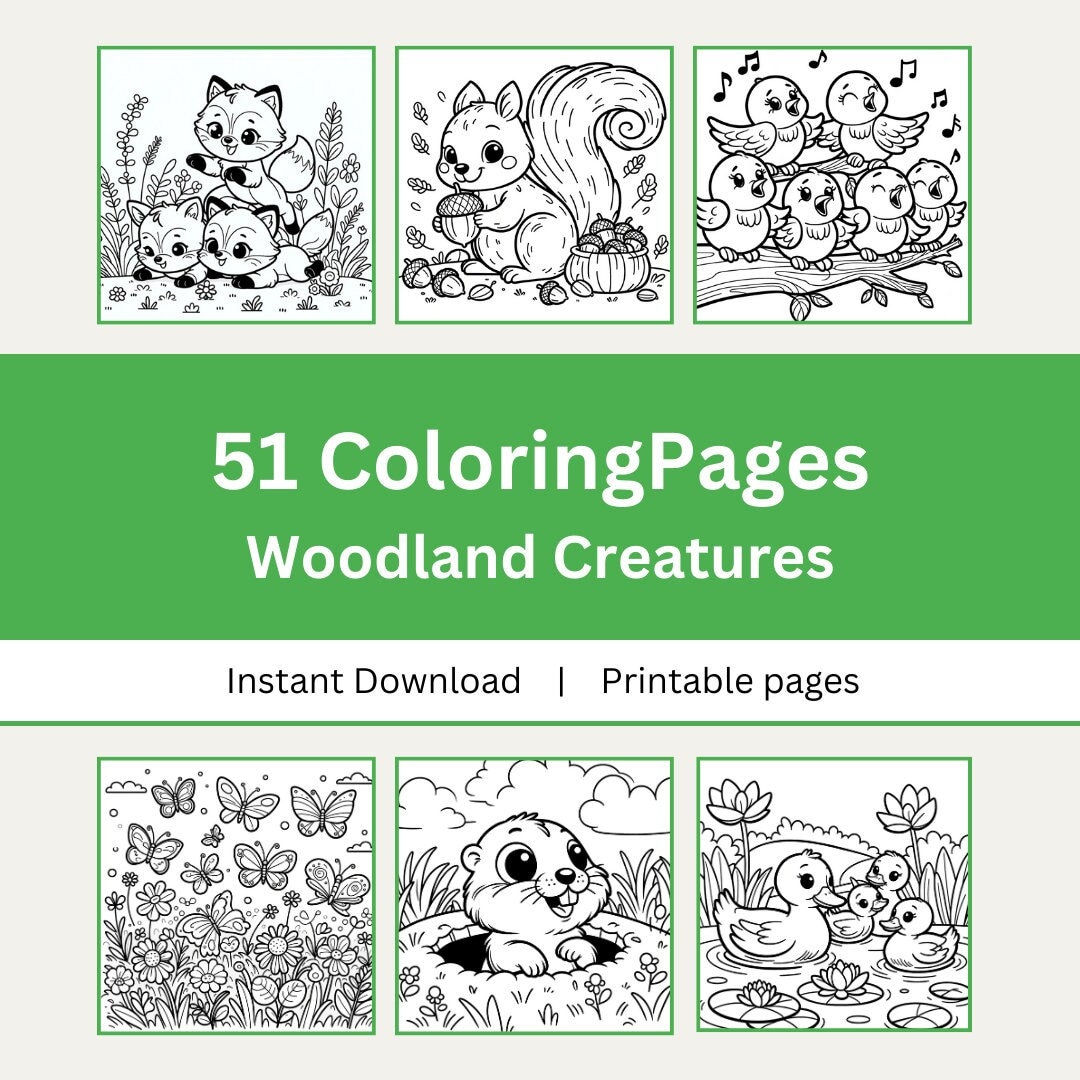 Woodland Creatures Coloring Pages, Kid’s Coloring Pages, Printable
