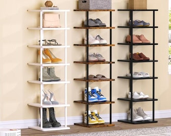 Handmade 7 Tier Wooden Modern Corner Free Standing Shoe Stand | Entryway Shoe Rack | Shoe Display | Shoe Organizer | Housewarming Gift