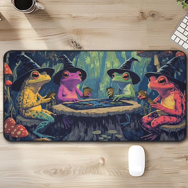 Dartfrog Gaming Mat, Dartfrog Play Mat, Magic the gathering, Frog Deskmat, Rainbow Frog Mat, MTG Gift