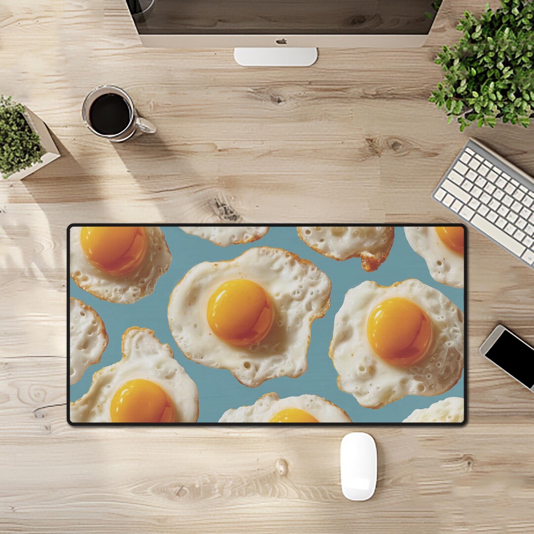 Fried Egg Desk Mat, Gaming Mouse Pad, Large Desk Protector, Work From ...