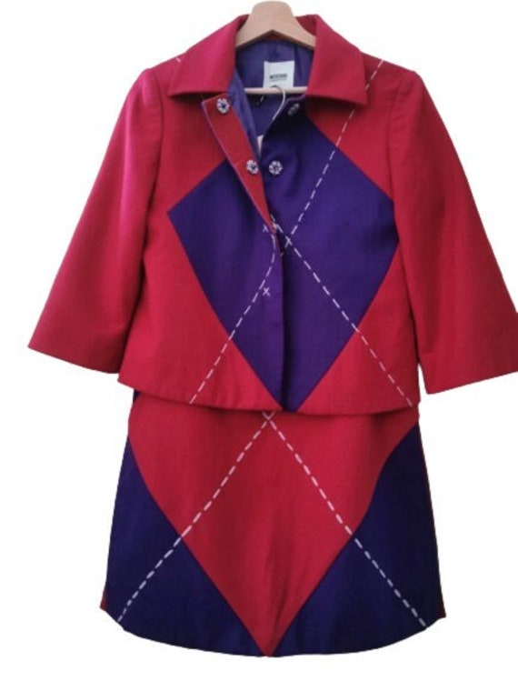 Moschino Wool Suit Set in Pink & Purple, Vintage … - image 1