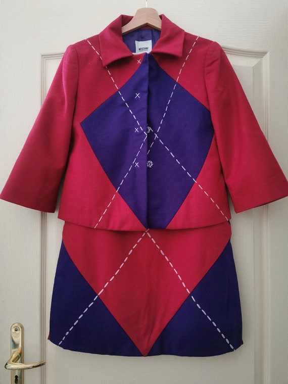 Moschino Wool Suit Set in Pink & Purple, Vintage … - image 6
