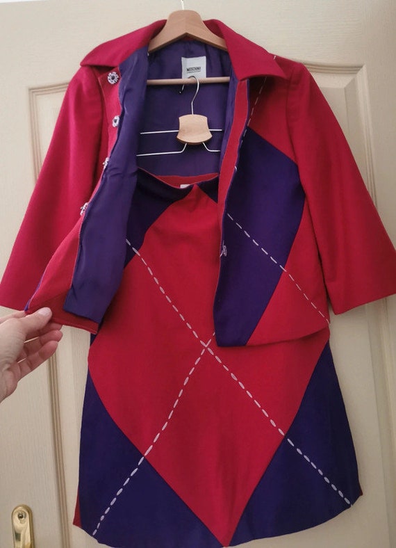 Moschino Wool Suit Set in Pink & Purple, Vintage … - image 3