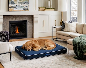 Netbors Large Dog Bed 29"x47" Orthopedic Support Waterproof Oxford Fabric High-Density Foam Machine Washable Cover with Carry Handle