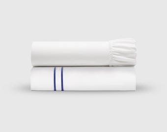 Netbors Embroidered Cotton Sheets, 600 Thread Count, 2-piece Set (Fitted & Flat Sheet), Queen/King