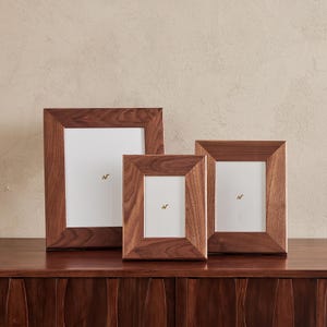 Netbors American Walnut Wood Photo Frame: 3 Sizes, Tabletop & Wall Display, Gift Packaging, Set of 3