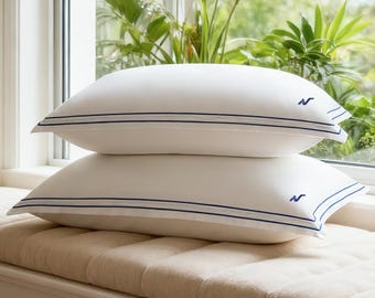 Netbors Embroidered Cotton Pillowcases, 600 Thread Count, Hotel Luxury, Queen/King (2-piece Set)