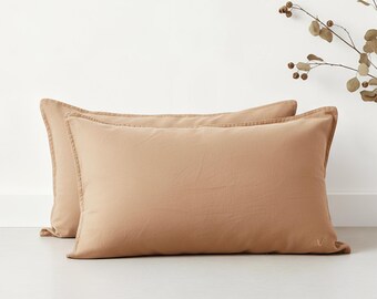 Netbors French Linen Pillowcases, 100% Natural Flax, Queen/King, 2-Piece Set