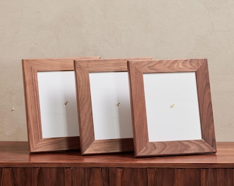 Netbors American Walnut Wood Photo Frame 8"x10" with Mat, 3-piece Set, Gift Packaging