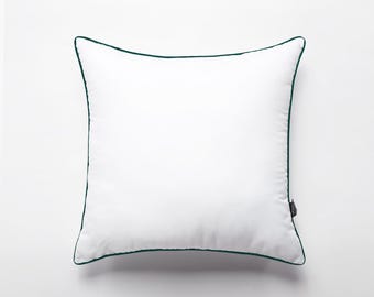 Netbors Green Piped Throw Pillow Insert: Down Alternative, 18" x 18", Set of 2
