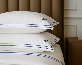 Netbors Embroidered Cotton Sheet Set, 600 Thread Count, Hotel Luxury, Queen/King