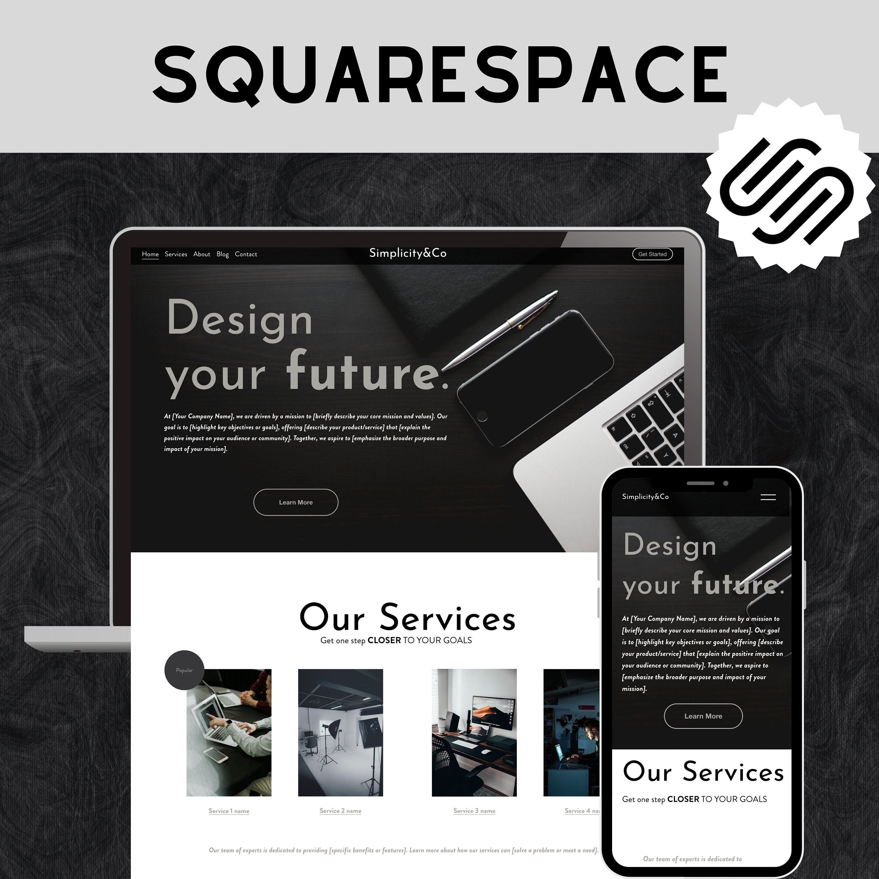 Squarespace template, minimalist website, squarespace website template for coach, website design, Squarespace services template, editable