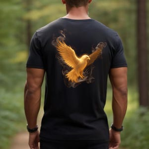 Fair Trade, Phoenix Flames Unisex T-Shirt, Firey Eagle Tee, Cool Biker Shirt, Grungy Guy Shirt, Flames Shirt